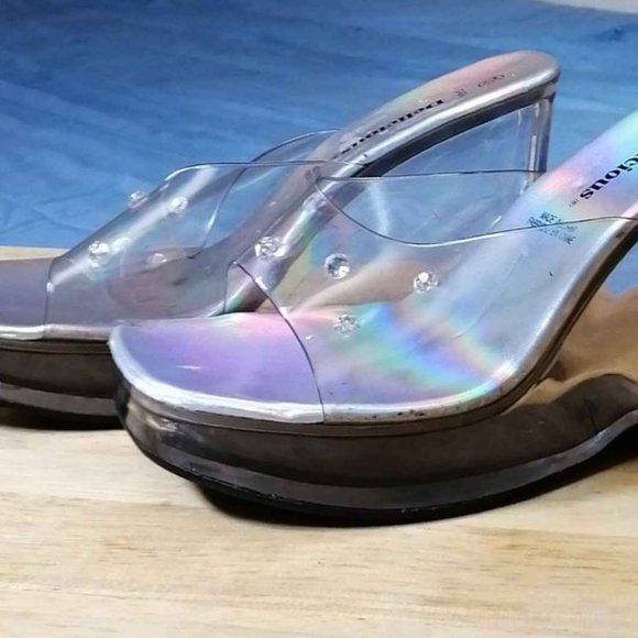 Vintage crystal mules wedge clogs size 7.5 - Picture 1 of 3